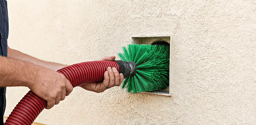 Air duct cleaning brush removing debris from a vent opening in Richmond, VA