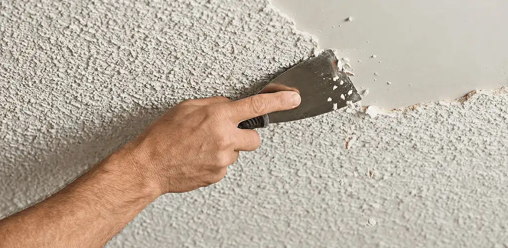 Popcorn ceiling removal scraping off textured ceiling finish in Richmond, VA