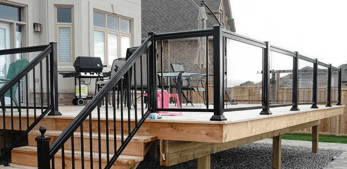Handrail installation on a deck staircase for safety and code compliance in Richmond, VA