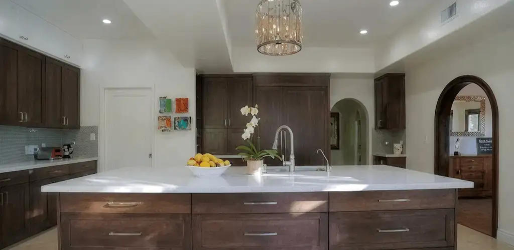 Cabinet refacing project with updated kitchen cabinets and island in Richmond, VA