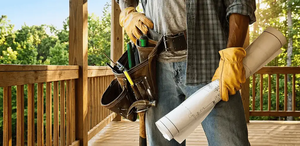 Professional handyman with tool belt ready for home repairs in Richmond, VA