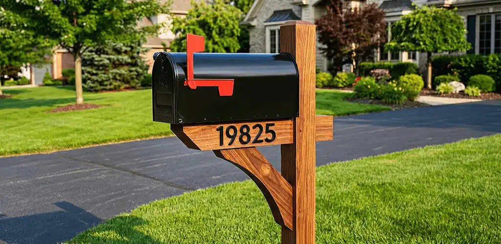 New mailbox installation with post and address number for a home in Richmond, VA