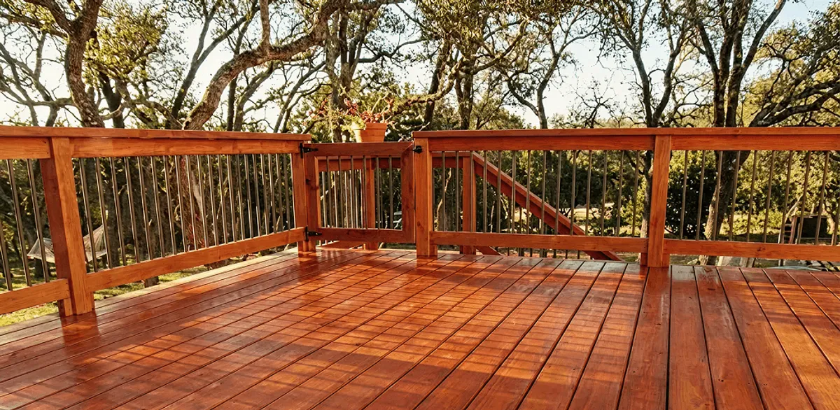 Deck sealing results with a freshly sealed wood deck in Richmond, VA